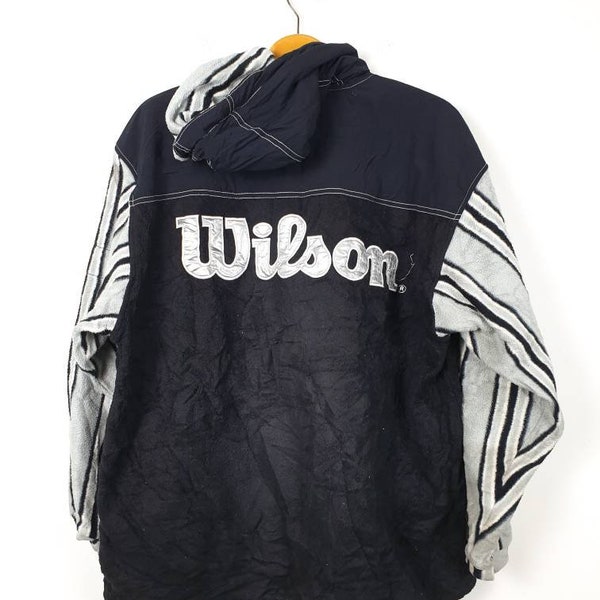 Vintage 90's WILSON Jacket Wilson Spellout Big Logo Embroider Wilson Sportwear Wilson Polartec Fleece Jacket Size Large