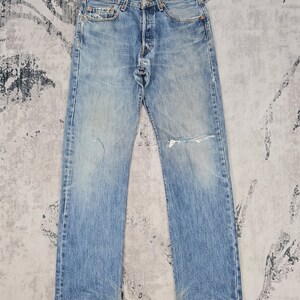 Vintage LEVIS 501 Sun Faded Distressed Jeans Levis 501 Light Blue Ripped Blue Jeans L0317 Size 32x32