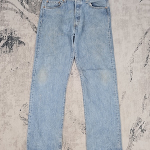 Vintage LEVIS 501 Faded Rusty Stain Jeans Levis 501 Light Blue Ripped Jeans Levis 501 Light Wash Jeans L0348 Size 34X32
