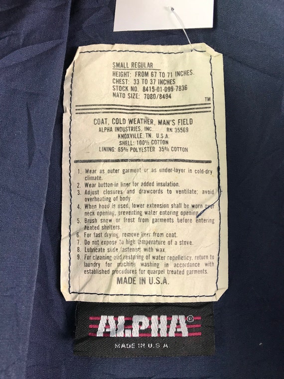 Vintage Alpha Industries Cold Weather Coat Alpha … - image 9