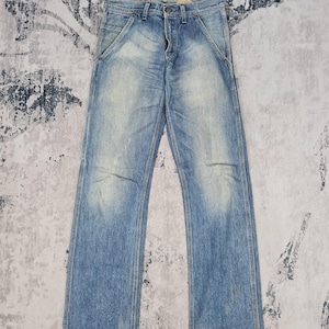 Vintage OSH KOSH Classic Workwear Jeans Pants Osh Kosh Carpenter Workers Ripped Faded Denim Blue Jeans Pants Size 30x30.5 Pants JB0086