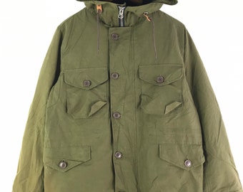 Japanese Brand Groover Grand 4 Pocket Military Style Jacket Olive Green Army Parka Jacket Size Medium 1137