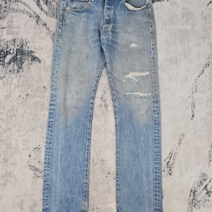 Vintage LEVIS 501 Distressed Faded Ripped Jeans Levis 501 Medium Wash Jeans Levis 501 Sun Faded Jeans L0391 Size 33X33