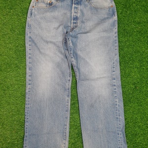 Vintage Levi’s 501 Sun Faded Ripped Levis 501 Blue Jeans Light Wash Big Size Levis Faded Grunge Punk Pant Size 38X29.5 Jeans L0066