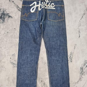 Japanese Brand HEC by HECTIC Japanese Streetwear Denim Jeans HECTIC Denim Spell Out Blue Big Logo Cropped Jeans Size 34x29 JB0223