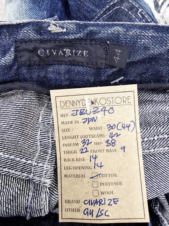 Japanese Brand CIVARIZE Stone Wash Design Jeans Civarize Low Rise