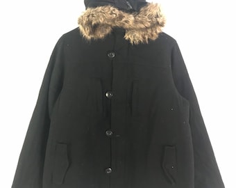 Japanese Brand KILIWATCH Wool Hoodie Men’s Outdoor Hiking Designer Streetwear Heavy Black Hoodie Jacket Size Medium 1162