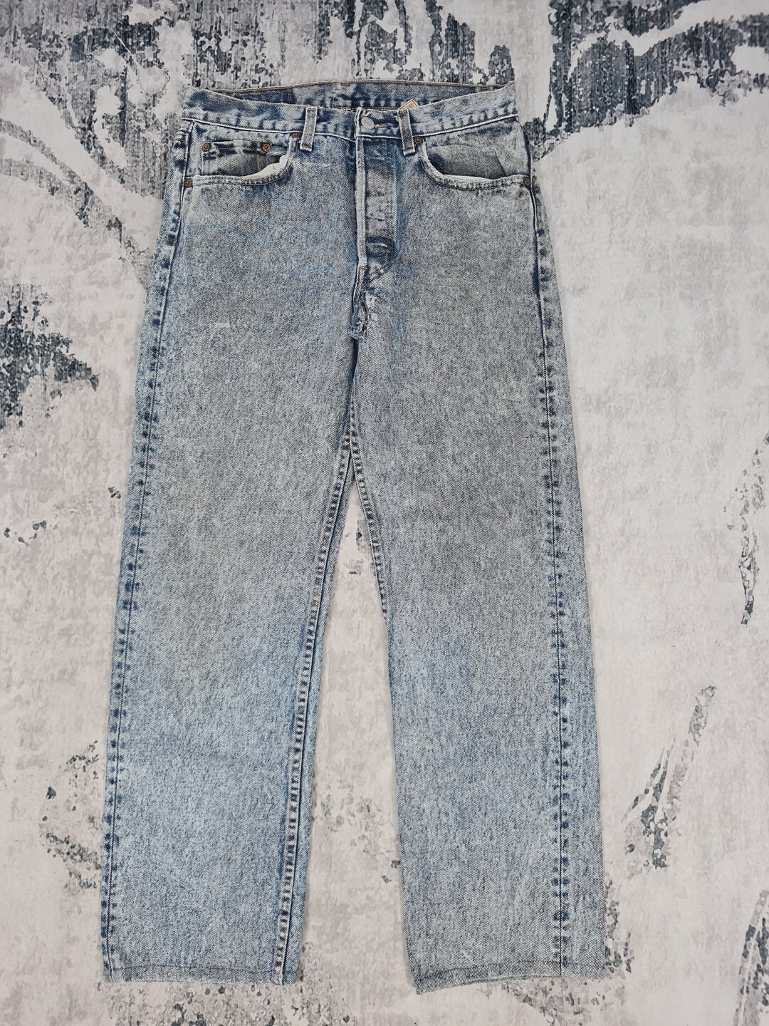 Vintage 90s Levi�??s 501 XX Stone Wash Faded Levis Distressed Light Levis Blue Jeans Pant Denim 