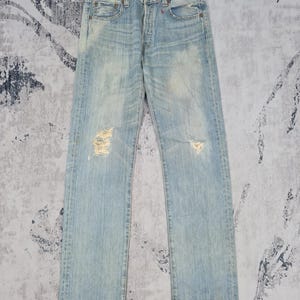 Vintage LEVIS 501 Ripped Jeans Levis 501 Stone Wash Blue Jeans Levis 501 Light  Wash Jeans Distressed Faded Blue Jeans L0338 Size 31X32