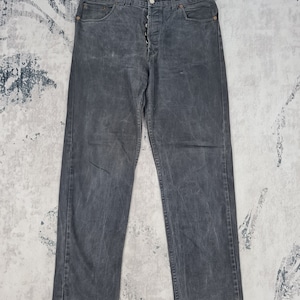 Vintage 80&#39;s LEVIS 501 Black Faded Distressed Jeans Levis 501 Made In USA Jeans Levis 501 Jeans L0303 Size 34x30.5