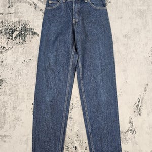 Vintage LEVIS 550 Relaxed Fit Tappred Leg Levis Orange Tabs Dark Blue Jeans Levis 550 Carrot Cut Mom&#39;s Jeans Made In Usa L0448 Size 29X31
