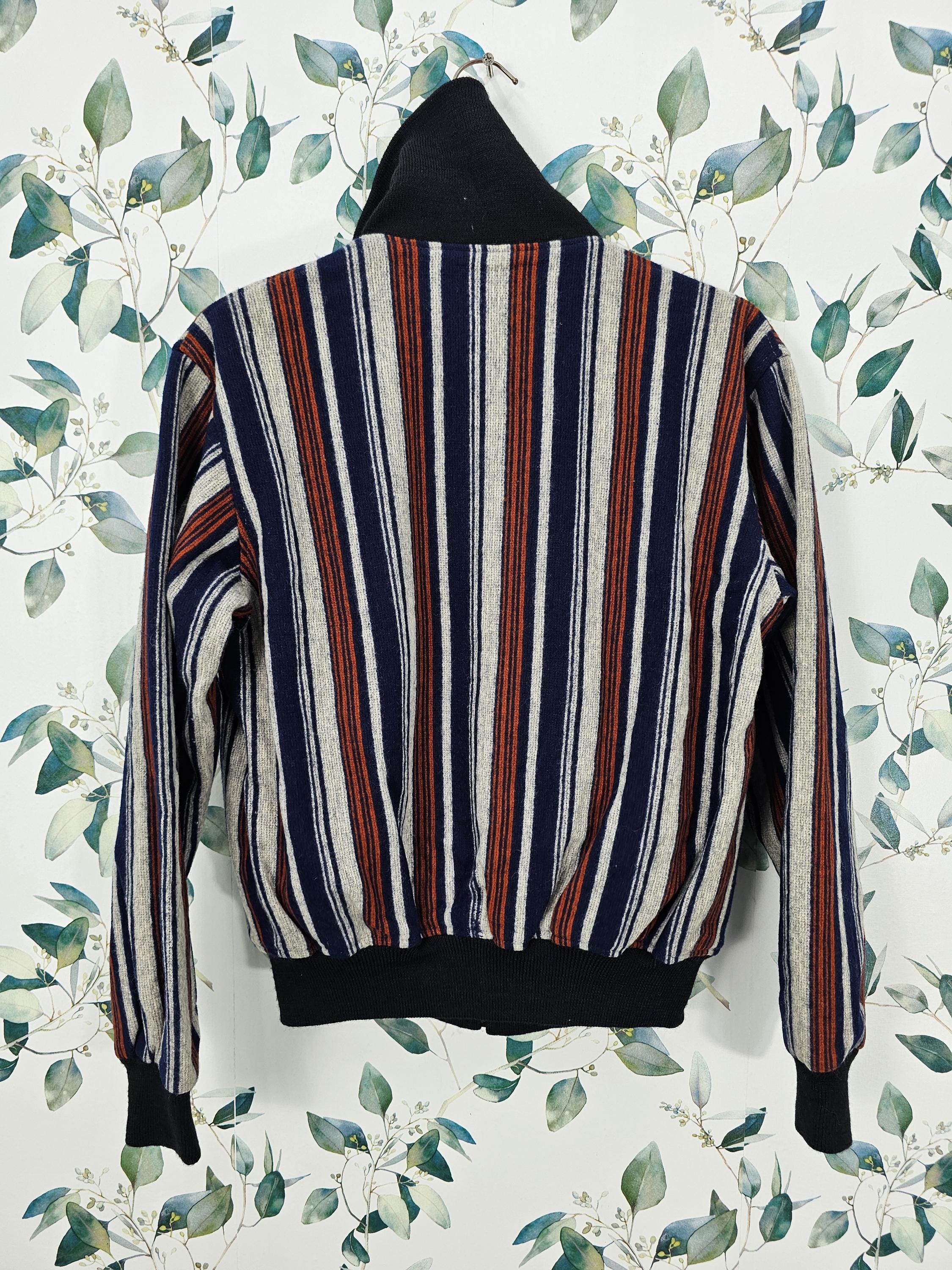 Vintage 90's Unknown Japanese Brand Striped Multicolor Wool Bomber