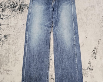 Vintage EDWIN Selvedge Redline Jeansy Edwin Made In Japan Jeansy Vintage EDWIN Zniszczone Podarte Jeansy z Wysokim Stanem JB0234 Rozmiar 29x35