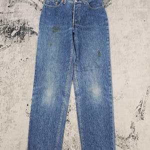Vintage  LEVIS 17501 Faded Jeans Levis 501 Carrot Cut Moms Stain Blue Jeans Levis 17501 Made In Usa Jeans Lvc Levi&#39;s  L0458 Size 27X30