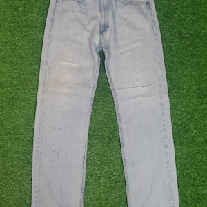 Vintage LEVIS 5O5 Light Wash Distressed Levis 505 Sun Faded Relaxed Fit Levis Ripped Distressed Size 34X32 Jeans L0185
