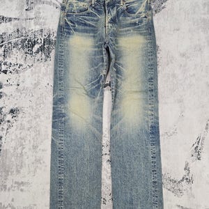Japanese Brand Vintage SPELL BOUND Stone Wash Grunge Jeans Spell Bound Japanese Denim Straight Cut Faded Jeans JB0257 Size 33x32