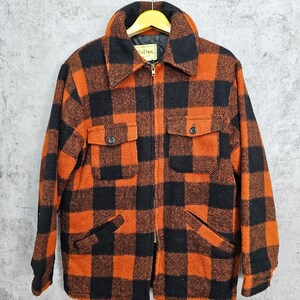 Vintage 80's MELTON Wool Checked Flannel Jacket Melton Plaid