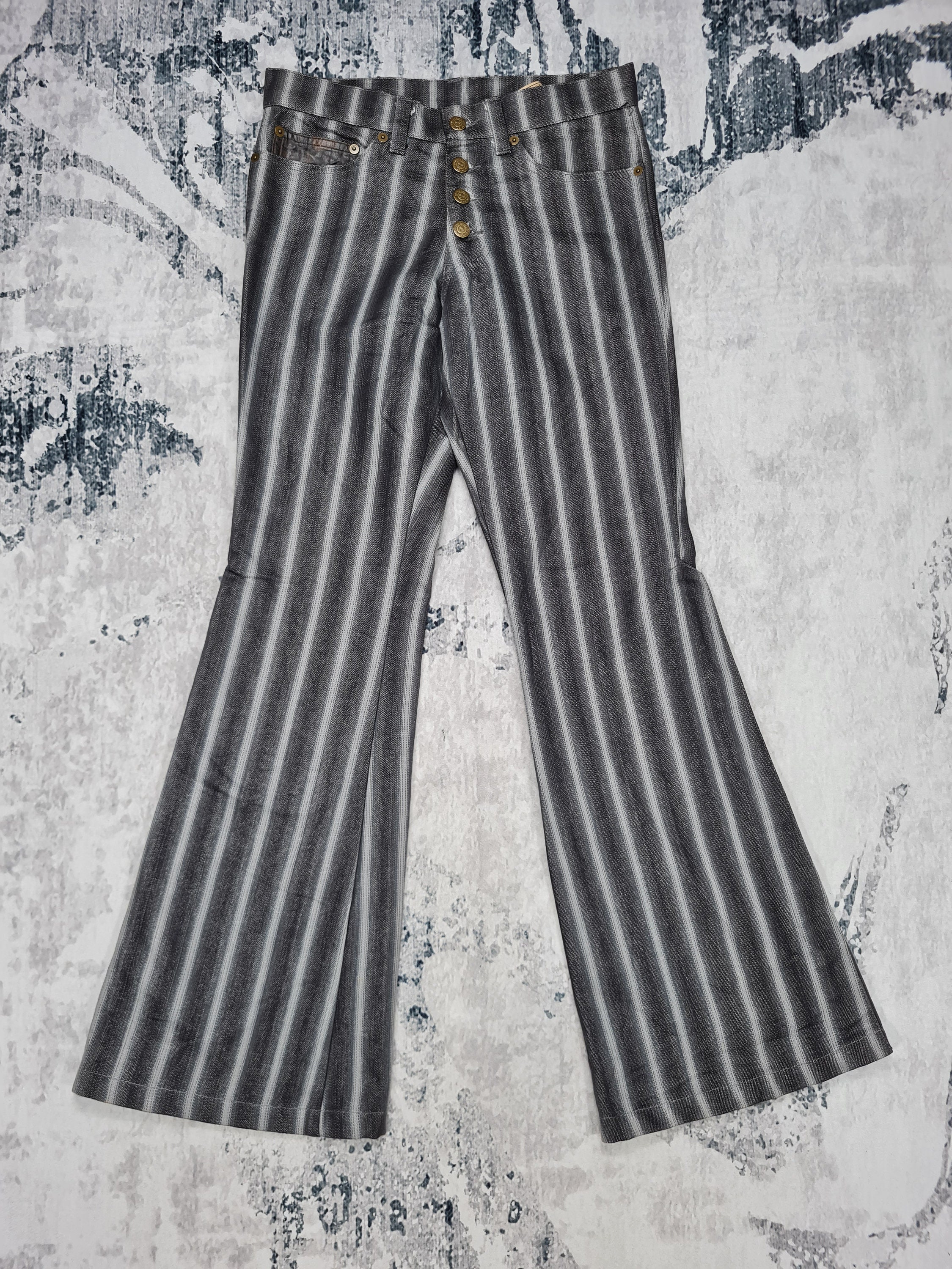 パンツ TORNADO MART flare stripe design pants Japanese Brand Tornado Mart Lace up Flared Trouser Size 31