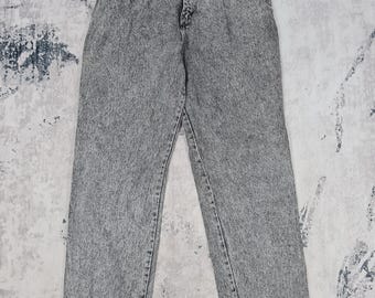 Vintage 80's WRANGLER Acid Wash Light Black Moms Jeans Wrangler High Rise Made In USA Jeans Size 29x33 Jeans JB0125
