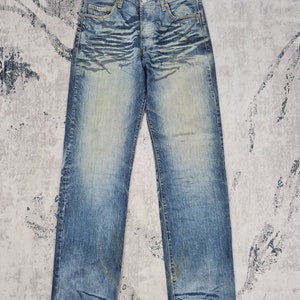 Vintage LEVIS 501 Stonewash Faded Blue Jeans Levis 501Distressed Ripped jeans L0342 Size 31X34