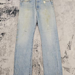 Vintage LEVIS 501 Selvedge Redline Reproduction Jeans Levis 501 Ripped Faded Rusty  Levis 501 Light Blue Jeans L0442 Size 33X35