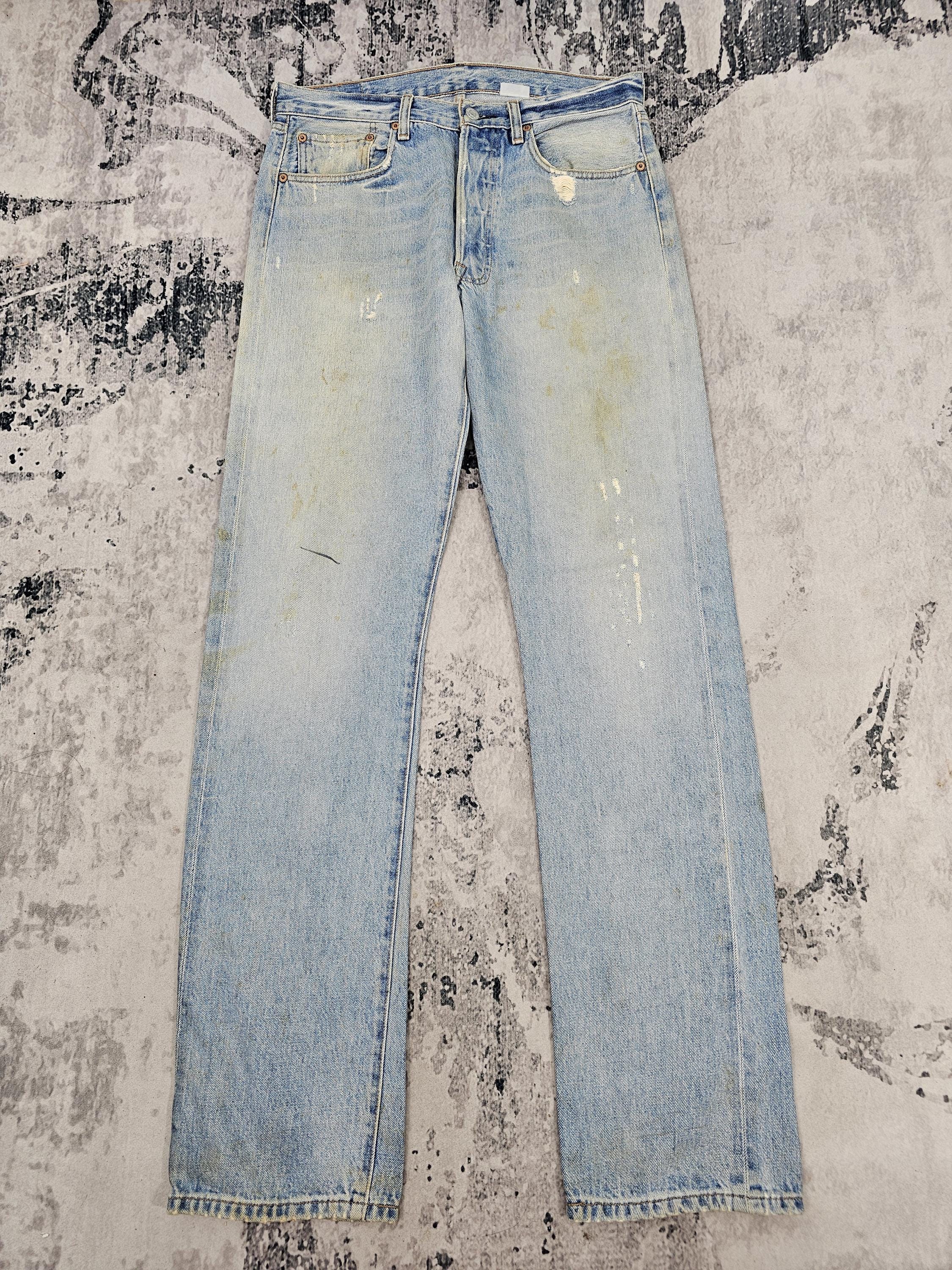 Vintage LEVIS 501 Selvedge Redline Reproduction Jeans Levis 501 Ripped Faded Rusty Levis 501 Light Blue Jeans L0442 Size 33X35