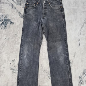 Vintage 90&#39;s LEVIS 501 Super Black Faded Jeans Levis 501 Distressed Ripped Jeans Levis Stonewash Jeans L0298 Size 31x31.5
