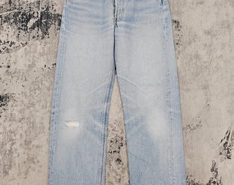 Vintage jaren 90 LEVIS 501 zonvervaagde gescheurde gescheurde jeans Levis 501 lichtblauwe jeans Levis 501 gemaakt in de VS jeans maat 30 x 28 jeans L0434