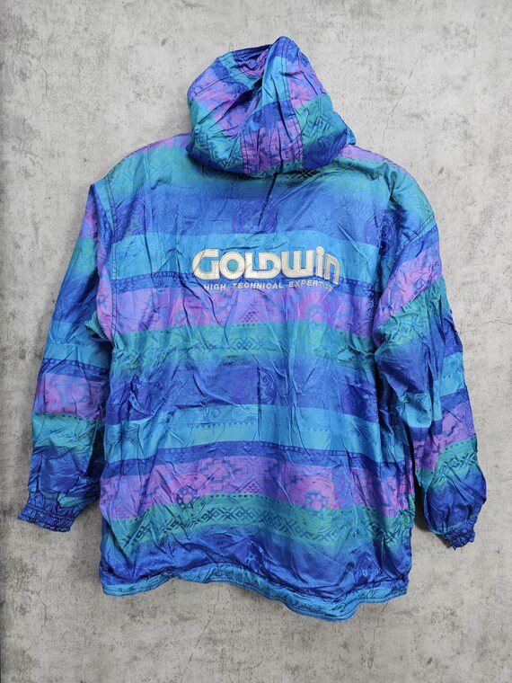 Vintage GOLDWIN Pullover Skiwear Ski Jacket Goldwin Striped Aztec Abstract Design Skiing Jacket Goldwin Multicolor Blue Ski Jacket J0029