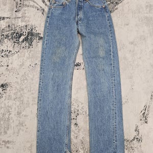 Vintage LEVIS 501 Ripped Blue Jeans Levi&#39;s 501 Made In Usa Levis 501 Medium Wash Button Fly Jeans L0449 Size 27X31.5