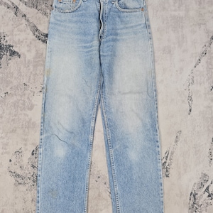 Vintage 90&#39;s LEVIS 510 Faded Light Wash Levis 510Light Blue Made In Usa Levis Light Blue Rusty Stain Jeans L0401 Size 30X30