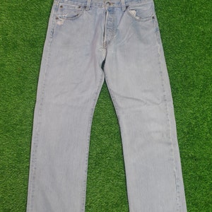 Vintage LEVIS 501 Light Wash Distressed Levis 501 Sun Faded Levis Ripped Distressed  Size 34X30.5 Jeans L0172