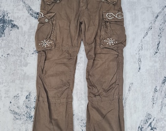 Marchio giapponese THE MOD ETERNAL Cargo Pantaloni tattici da paracadute Pantaloni multitasche Bondage Punk Tasche pazzesche Pantaloni Taglia 33x30 JB0112