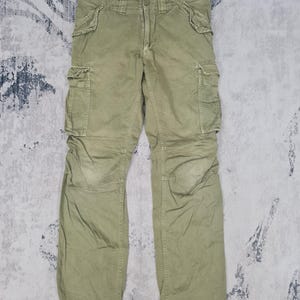 Japanese Brand GLOBAL WORK Cargo Military Pants Global Work Multi Pockets Tactical Pants Olive Green Hunting Pants Size 30x29.5 JB0202