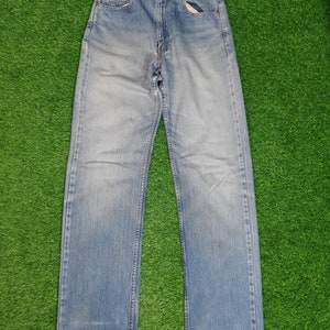 Vintage LEVIS 512 Light Wash Faded Levis 512 High Rise Levis Light Blue Rusty Stain Ripped Distressed Size 30X34.5 Jeans L0161