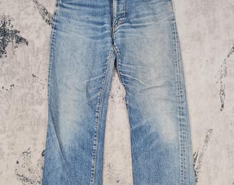 Vintage jaren 80 BOBSON authentieke western cropped jeans Bobson vervaagde distressed jeans Bobson lichtblauwe stone wash jeans maat 31 x 28 JB0131