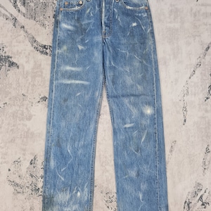 Levis 501 Vintage 90's Bleach Design Stain Rust Jeans Levis 501 Medium Wash Jeans Levis 501 Made In Usa Jeans L0403 Tamanho 30X31
