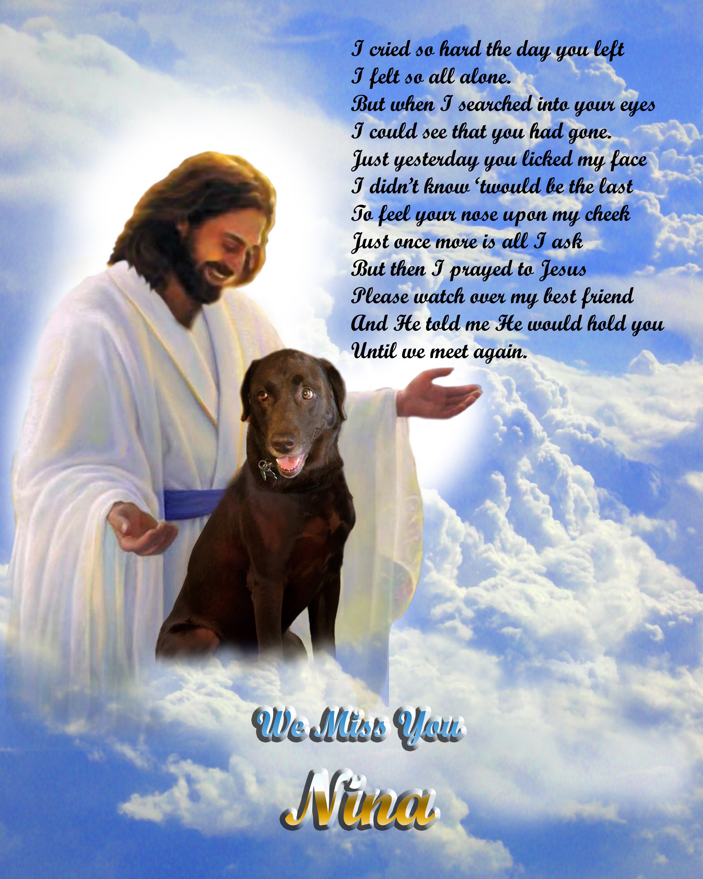 Chocolate Labrador Retriever Dog Memorial w / Jesus Etsy España