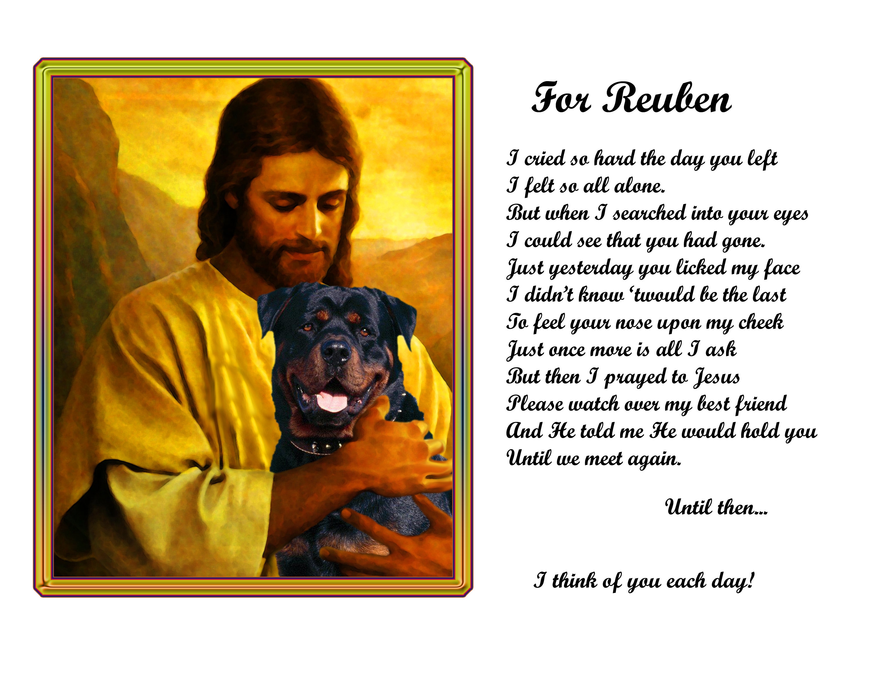 Rottweiler Dog Memorial With Jesus/poem dog Memorial - Etsy Ireland