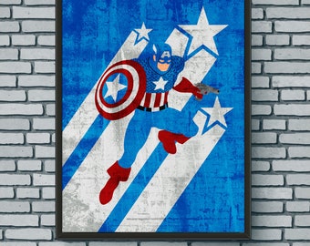 Minimalism Art - Captain America Print