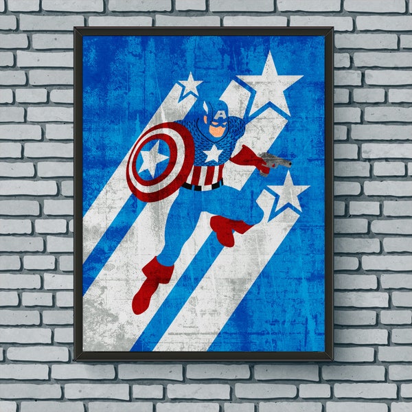 Minimalism Art - Captain America Print