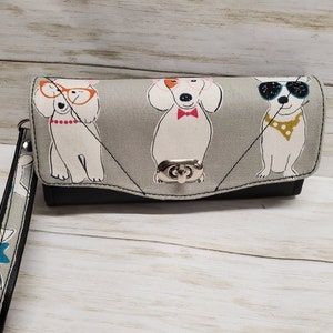 Cartera de pulsera con perros, cartera de embrague necesaria, cartera de teléfono celular NCW, regalo de amante de los perros, llevar todo el billetero, bolso de pulsera, pulsera de mujer