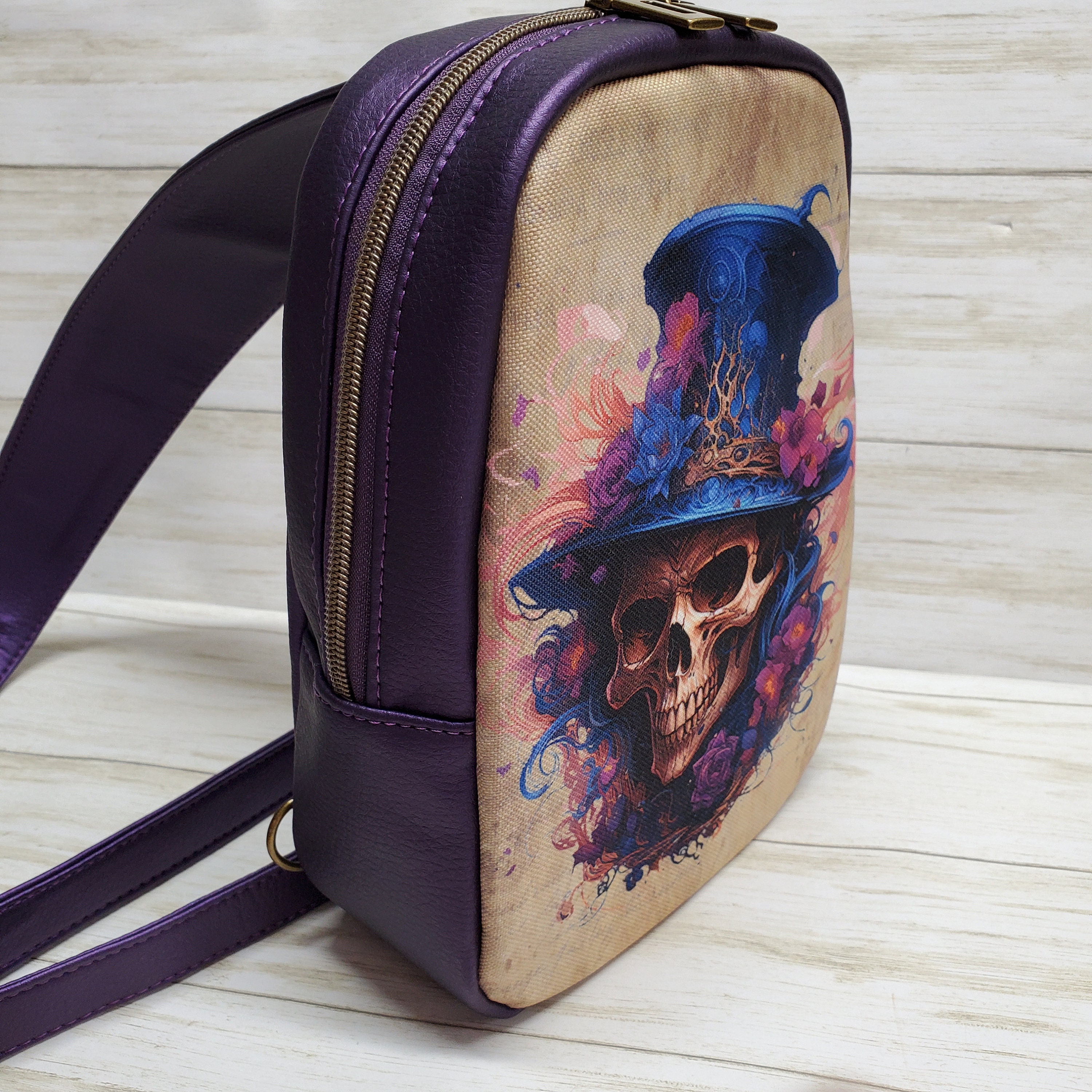 Skull Faux Leather Sling Bag Crossbody Backpack Daypack Women Backpack Skull Bags & Handbags for Women for sale | eBay main image 4
