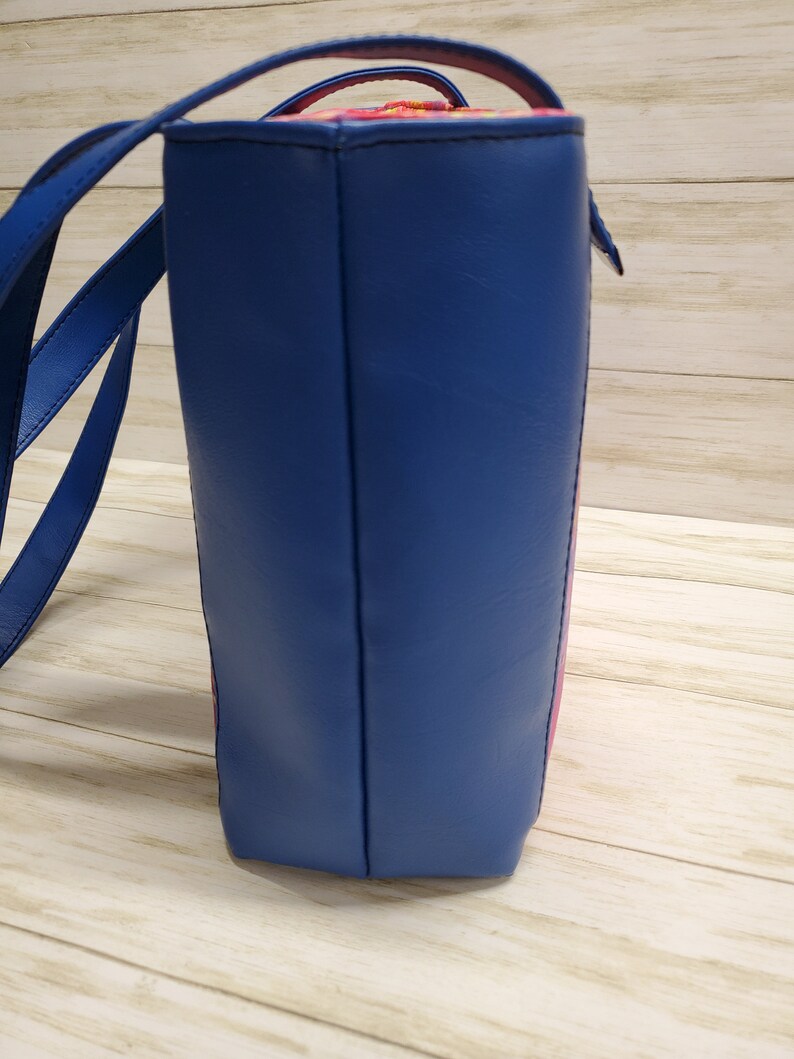 Market Tote Blue Tote Bag Large Purse Large Shoulder Bag Summer Hand Bag Faux Leather Tote Carry All Tote Every Day Tote Bag
