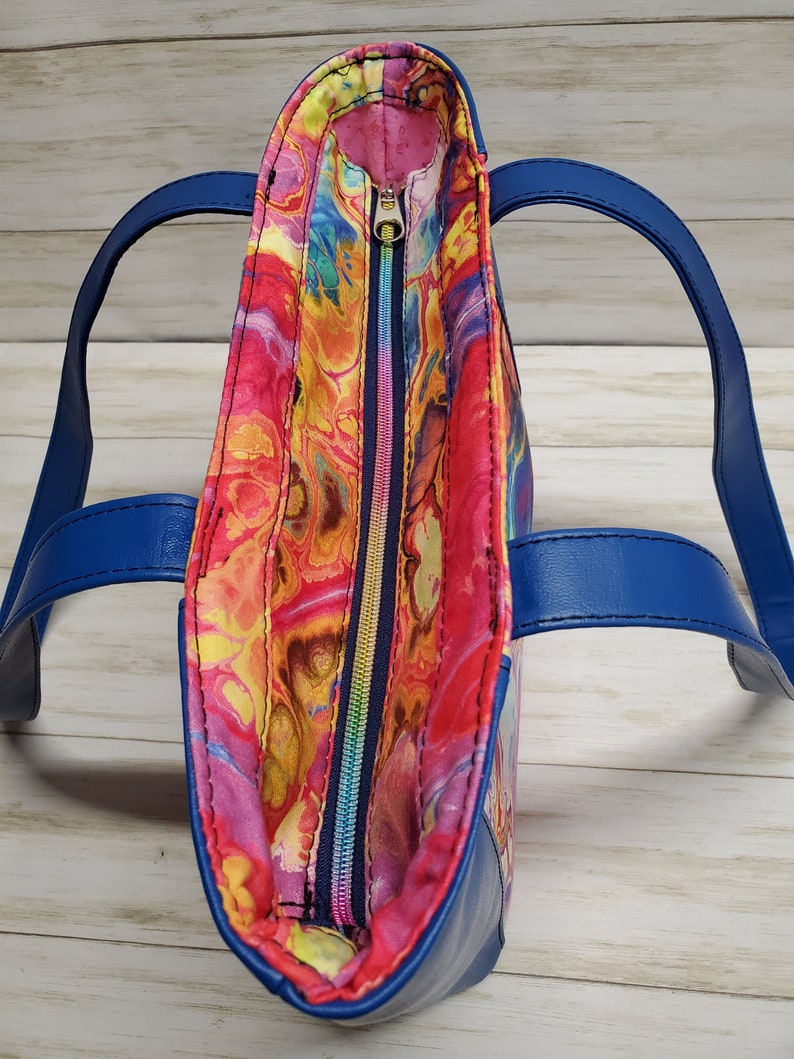 Market Tote Blue Tote Bag Large Purse Large Shoulder Bag Summer Hand Bag Faux Leather Tote Carry All Tote Every Day Tote Bag