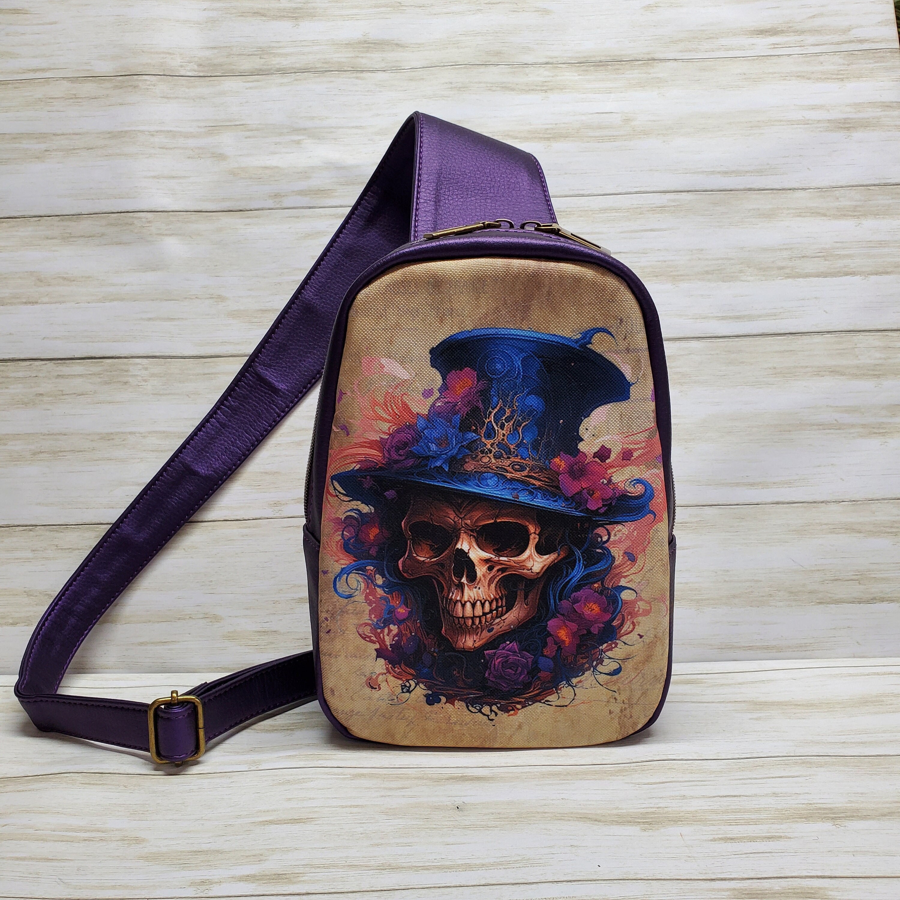 Skull Faux Leather Sling Bag Crossbody Backpack Daypack Women Backpack Skull Bags & Handbags for Women for sale | eBay main image 3