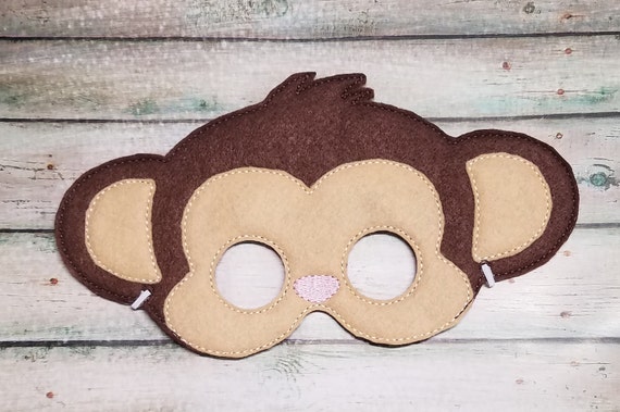 Monkey Mask, Child\u0027s Felt Mask, Kids Monkey Mask, Halloween, Pretend Play, Chimp Mask, Birthday Party Favor, Zoo Animals, Felt Toys