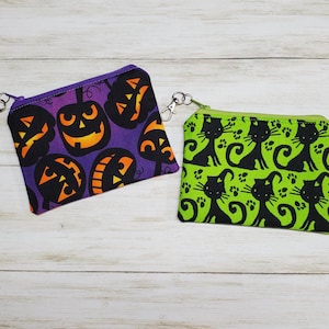 Zip Up Coin Pouch, Halloween Coin Purse, Small Zipper Bag, Small Halloween Gifts, Purse Accessories, Cloth Coin Purse, Halloween Fabric Bag
