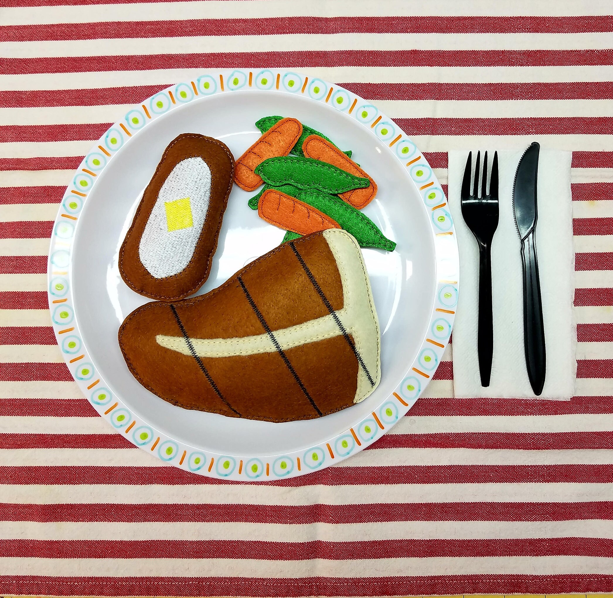 Steak Dinner Play Food Pretend Felt Food Kid Food Play Etsy