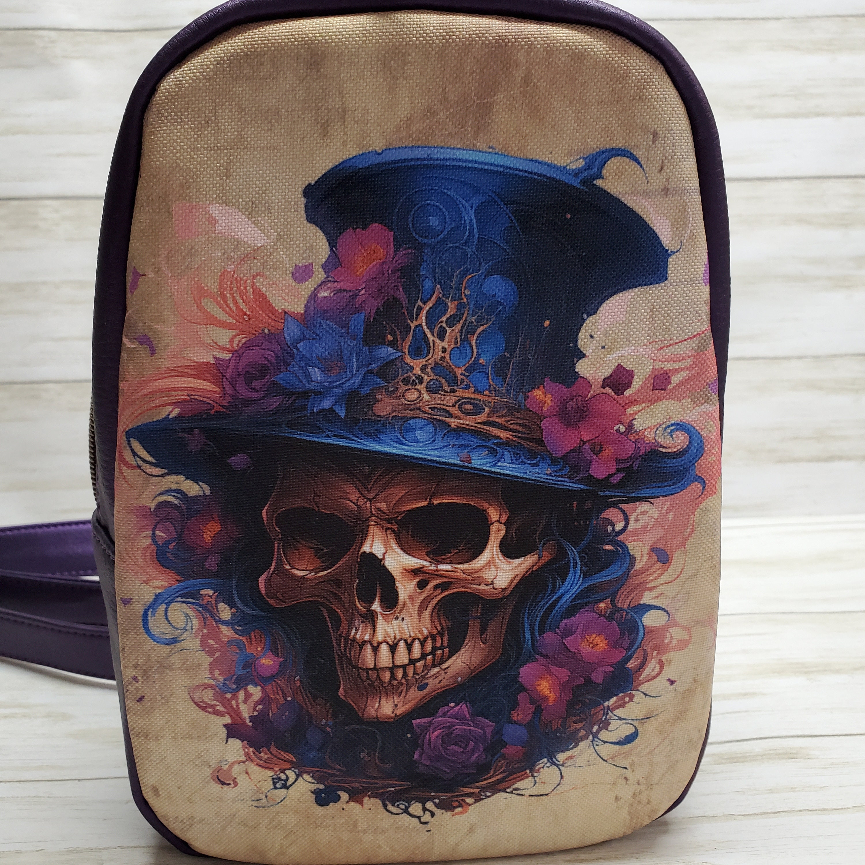 Skull Faux Leather Sling Bag Crossbody Backpack Daypack Women Backpack Skull Bags & Handbags for Women for sale | eBay main image 2